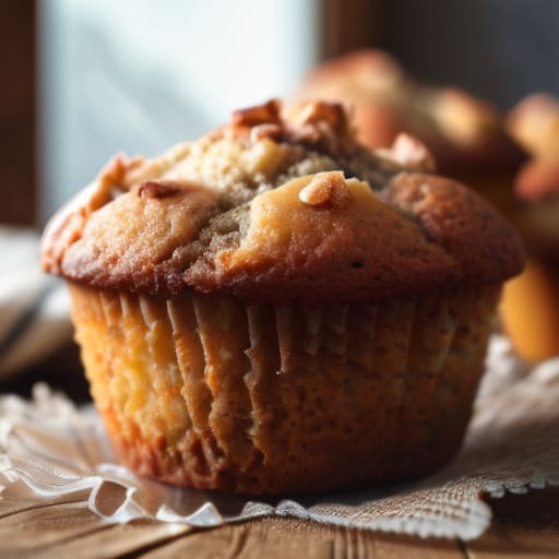 Freshly baked Zesty Morning Banana Nut muffins.