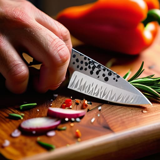 Practicing beginner knife skills in the kitchen.