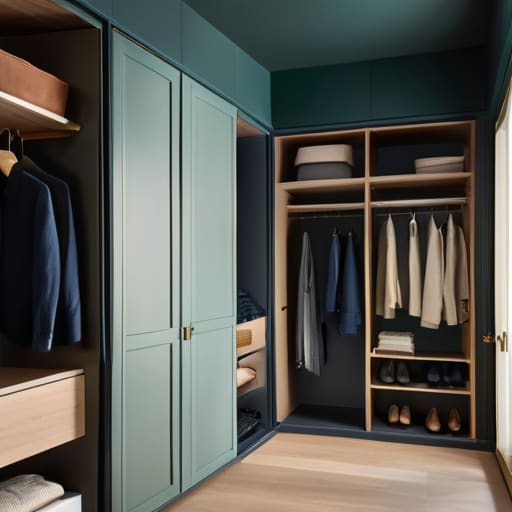 Organized closet color coding for efficiency.