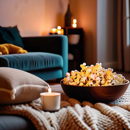 Hosting a cozy movie night at home.