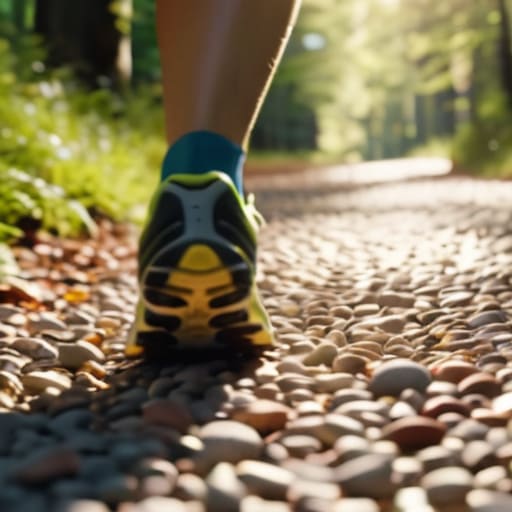 Person walking for fitness on trail.