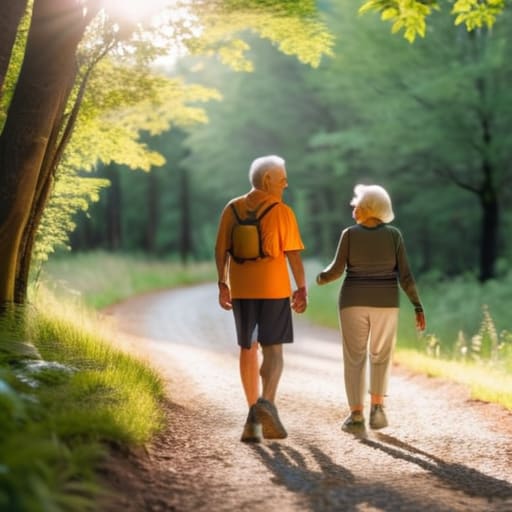 Healthy walking for seniors in nature.