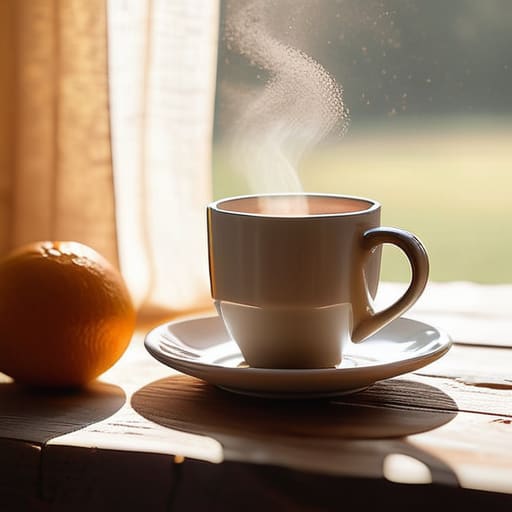Soft weekend morning light through window.